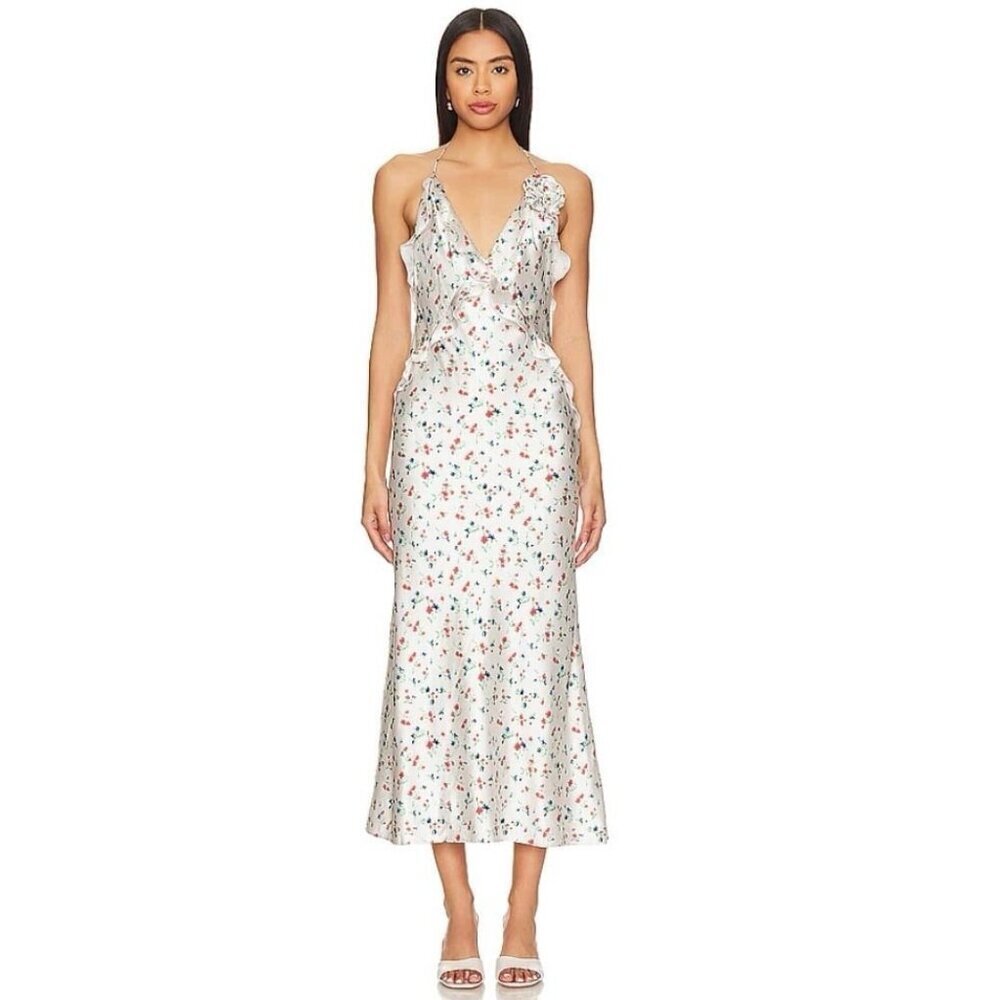 Bardot Olea Maxi Dress in Ivory Ditsy Floral